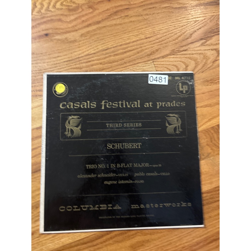 Columbia Masterworks Schubert Trio No 1 Casals Festival Prades LP ML 4715 12"